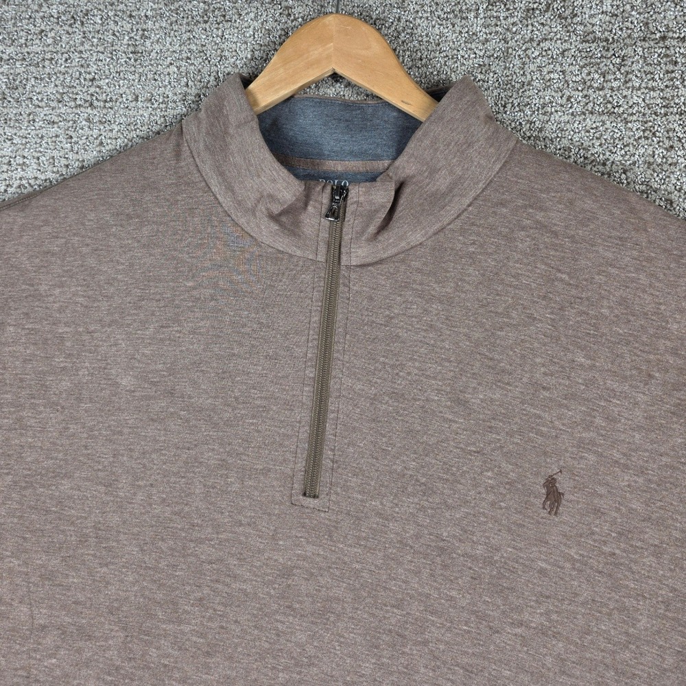 Polo Ralph Lauren Men's Quarter 1/4 Zip Pullover Sweatshirt‎ Brown Size 4XLT